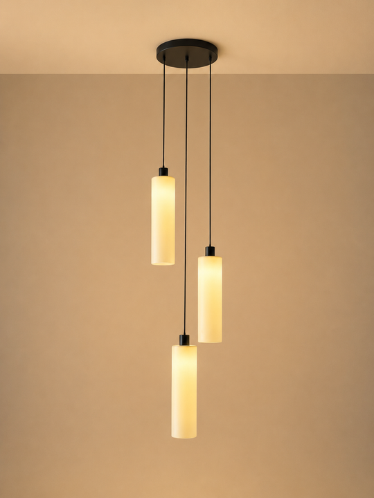 Lucerna 3 Drop Cluster Light - Large Cylinder - Ceramic Porcelain Cluster Light