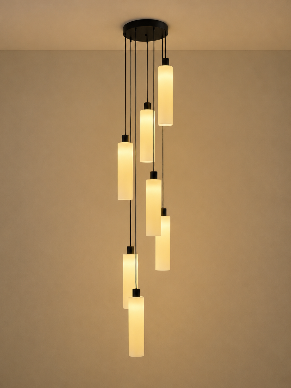 Lucerna 7 Drop Cluster Light - Large Cylinder - Ceramic Porcelain Cluster Light
