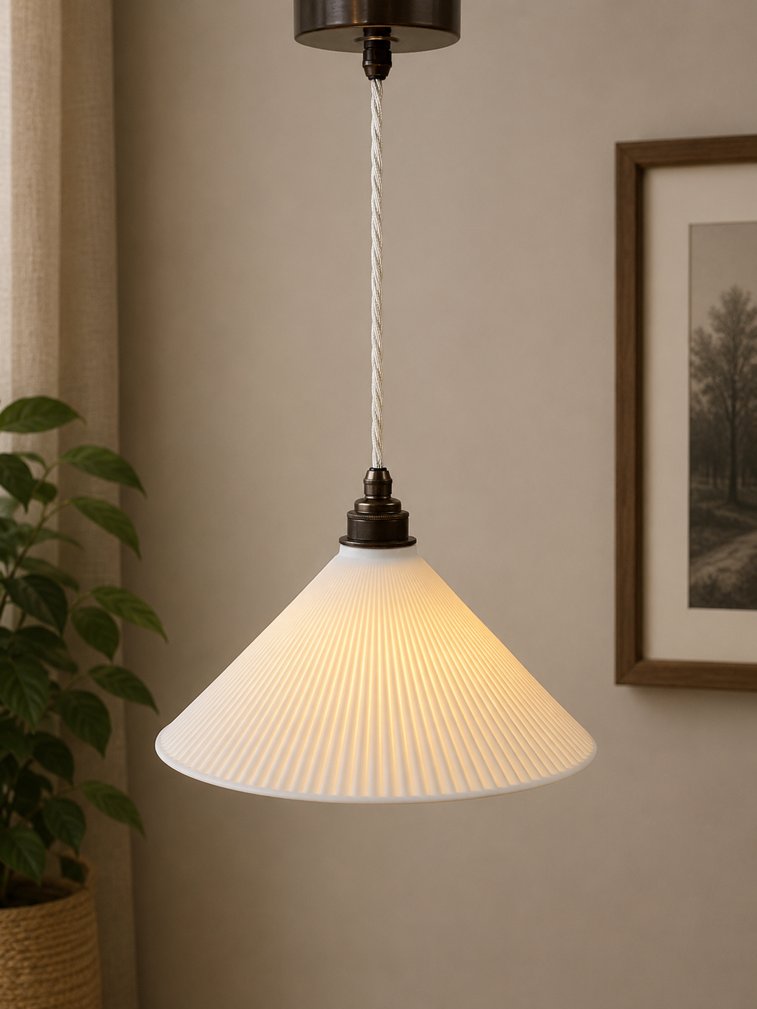 Pleated Coolie Pendant Light