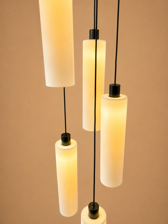 Lucerna 5 Drop Cluster Light - Large Cylinder - Ceramic Porcelain Cluster Light