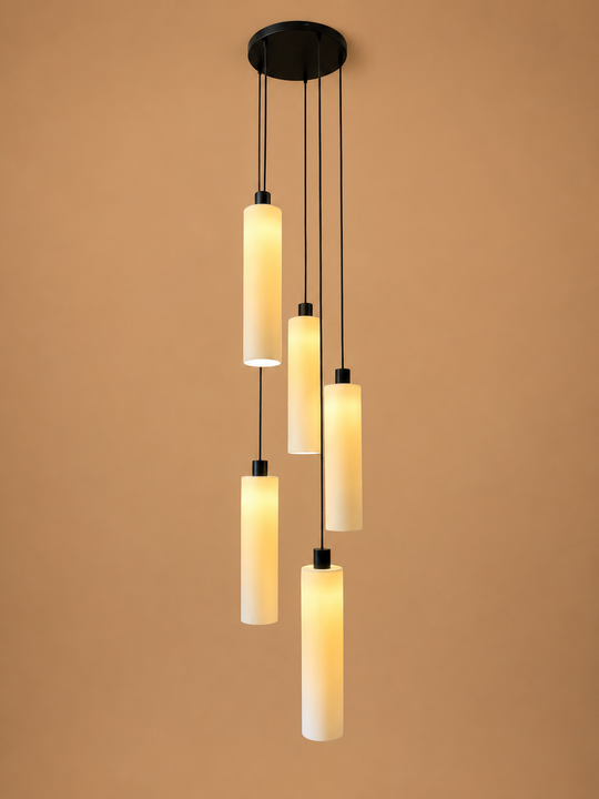 Lucerna 5 Drop Cluster Light - Large Cylinder - Ceramic Porcelain Cluster Light