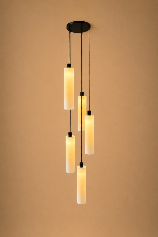 Lucerna 5 Drop Cluster Light - Large Cylinder - Ceramic Porcelain Cluster Light