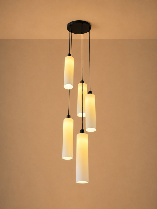 Lucerna 5 Drop Cluster Light - Large Cylinder - Ceramic Porcelain Cluster Light