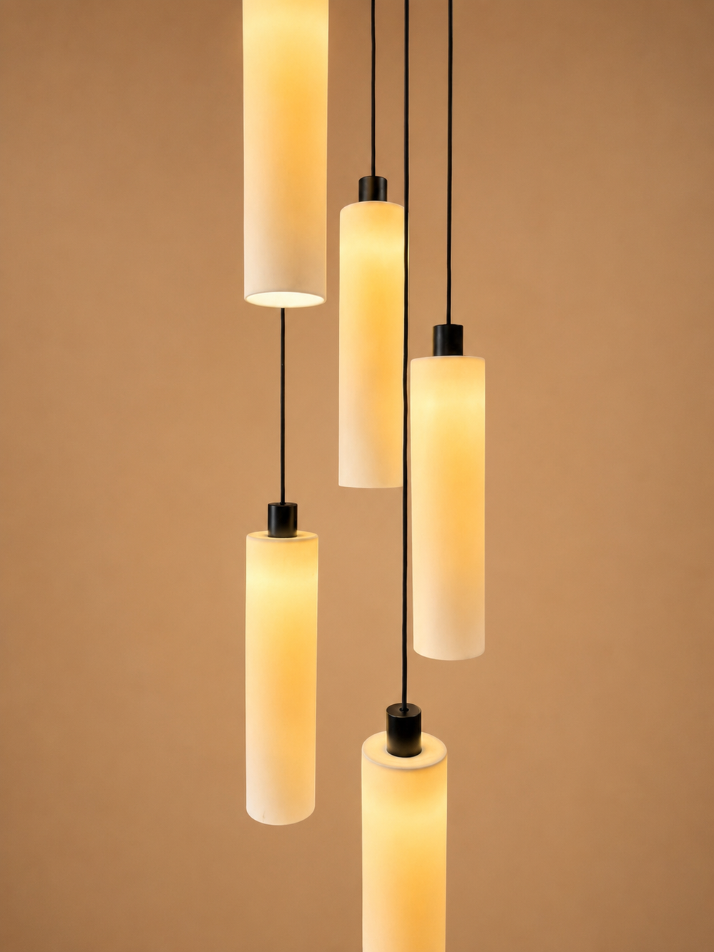 Lucerna 5 Drop Cluster Light - Large Cylinder - Ceramic Porcelain Cluster Light