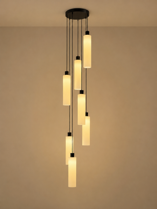 Lucerna 7 Drop Cluster Light - Large Cylinder - Ceramic Porcelain Cluster Light