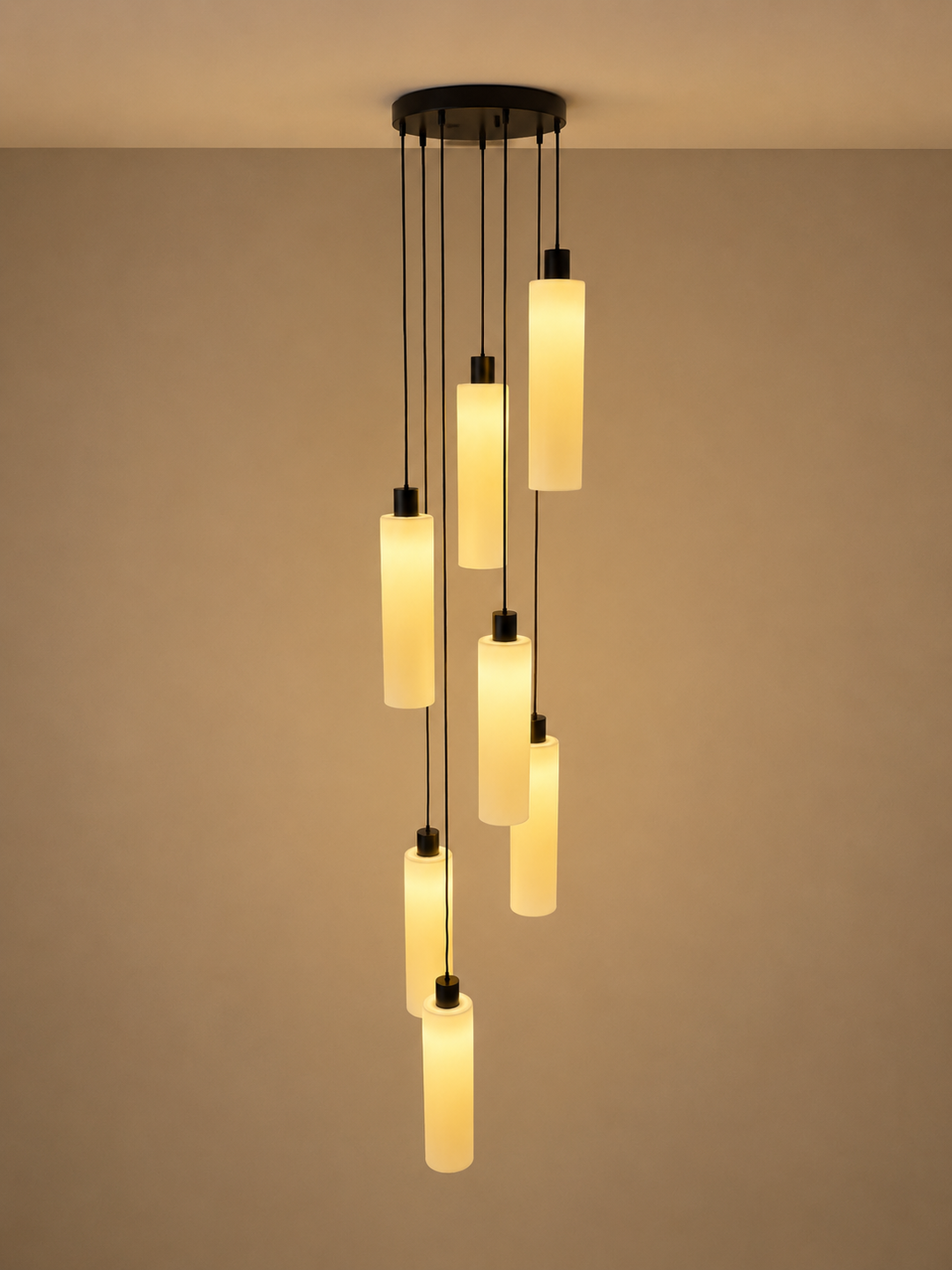 Lucerna 7 Drop Cluster Light - Large Cylinder - Ceramic Porcelain Cluster Light