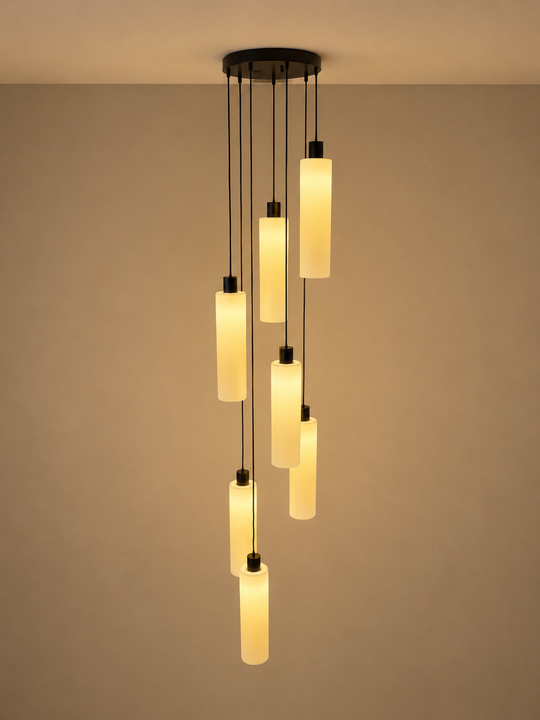 Lucerna 7 Drop Cluster Light - Large Cylinder - Ceramic Porcelain Cluster Light
