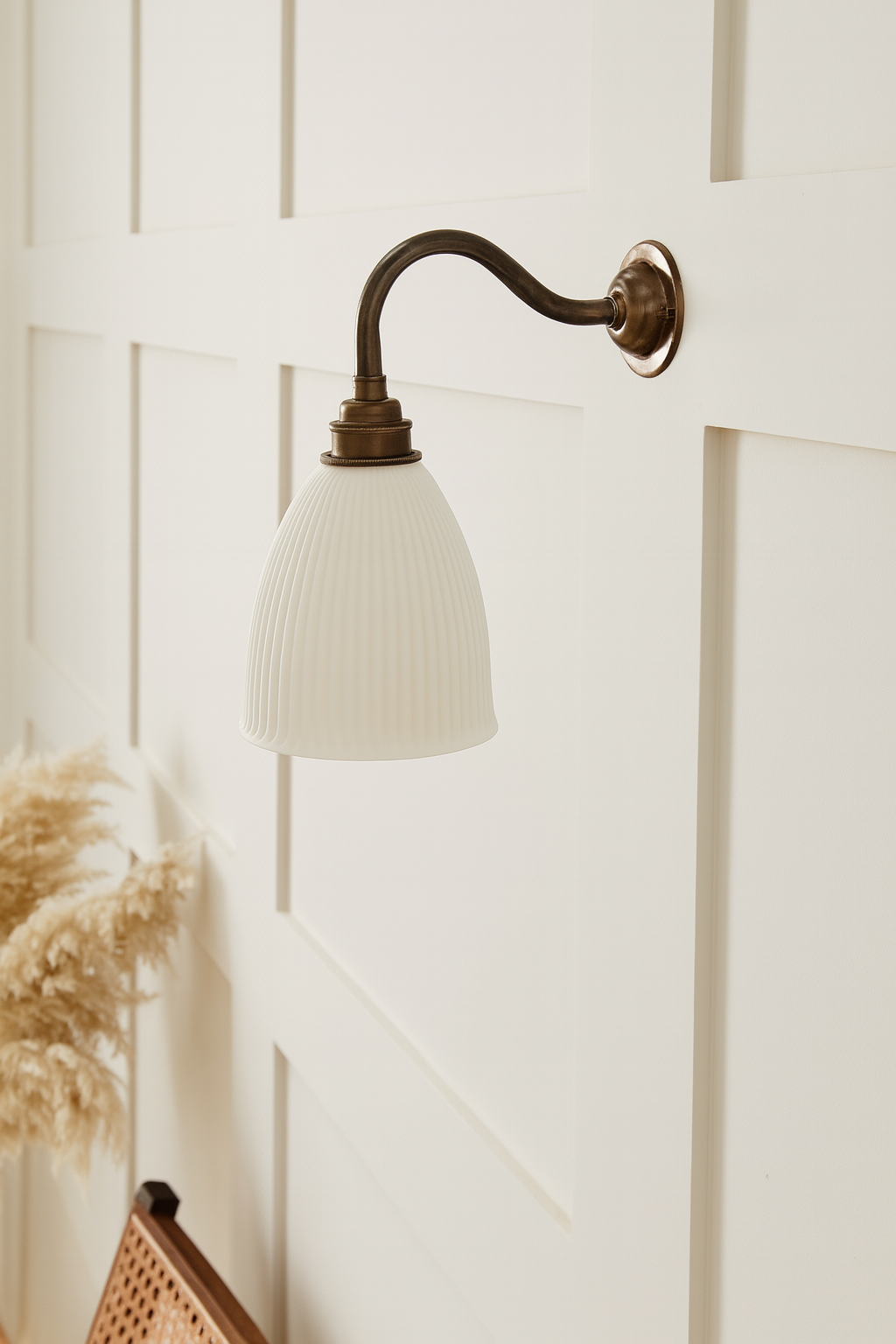 Dudley Wall Light - Short Swan Neck Antique Brass Fitting