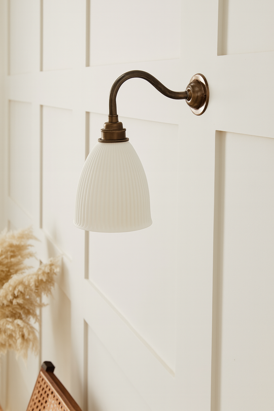 Dudley Wall Light - Short Swan Neck Antique Brass Fitting