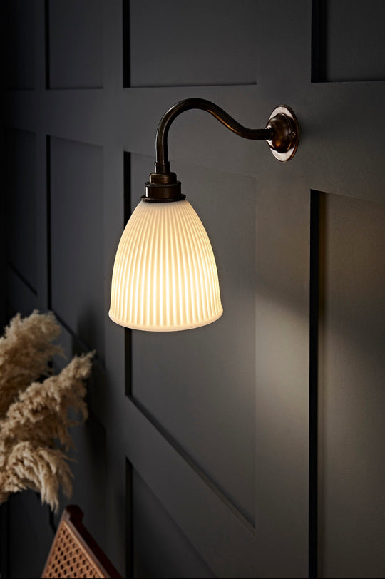 Dudley Wall Light - Short Swan Neck Antique Brass Fitting